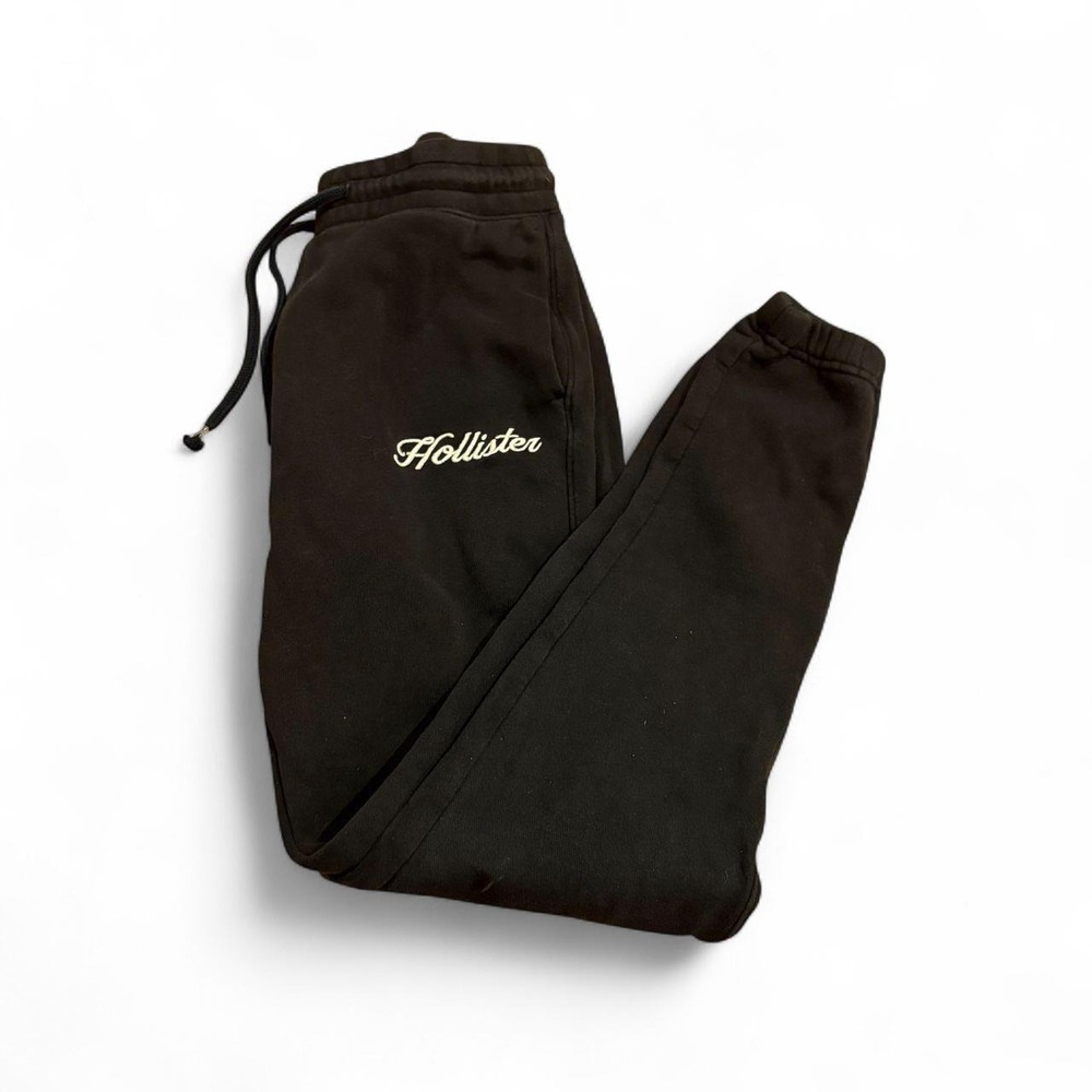 Hollister Women Black Embroidered Script Logo Jogger Sweatpants Small